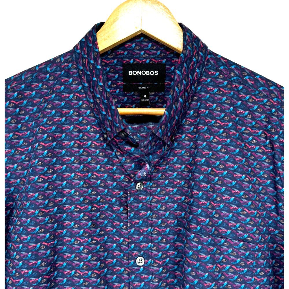 Bonobos Blue and Red Casual Button Down Shirt